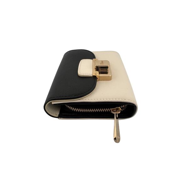Christian Dior Black and Cream Leather Lock Wallet - Picture 4 of 6